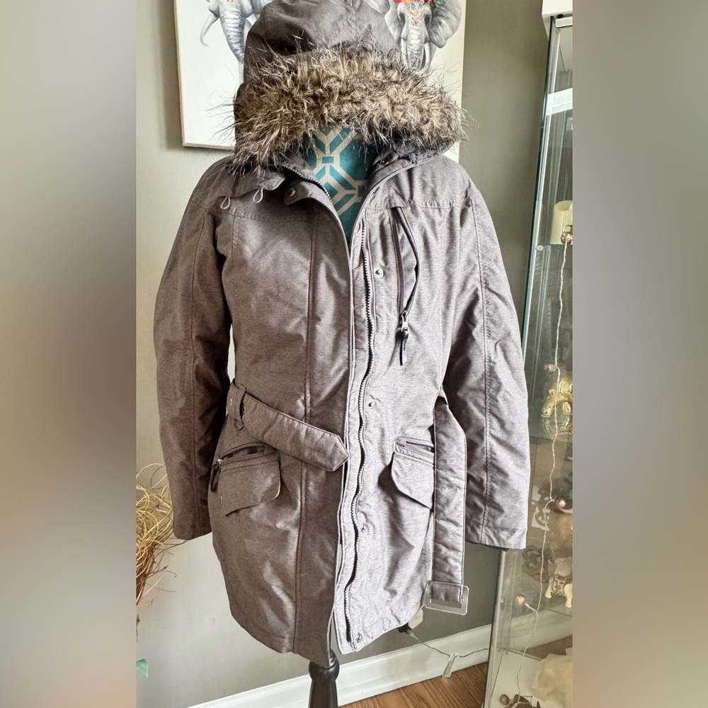 Columbia Carson Pass II Omni Heat Parka Winter Coat Women's Size: S Grey Belt